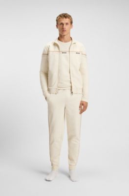 Cotton-terry sweatshirt with signature stripe, Natural
