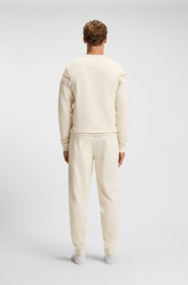 Cotton-terry sweatshirt with signature stripe, Natural