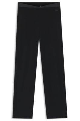 Pyjama bottoms in stretch fabric with satin inserts, Black