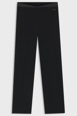 Pyjama bottoms in stretch fabric with satin inserts, Black