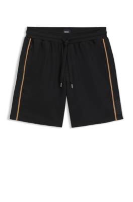 Drawstring shorts in cotton terry with tape trims 1