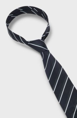 Silk tie with diagonal stripes, White Stripes