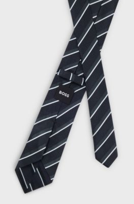 Silk tie with diagonal stripes, White Stripes