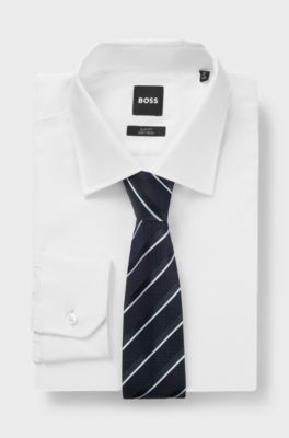 Silk tie with diagonal stripes, White Stripes