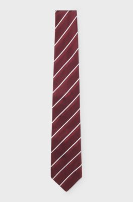 Silk tie with diagonal stripes, White Stripes