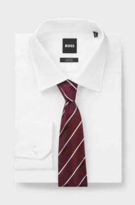 Silk tie with diagonal stripes, White Stripes
