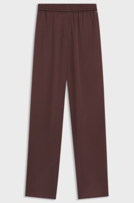 Relaxed-fit trousers in satin, Dark Brown