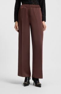 Relaxed-fit trousers in satin, Dark Brown