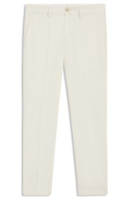 Slim-fit trousers in stretch double-faced fabric, Natural