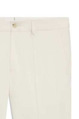 Slim-fit trousers in stretch double-faced fabric, Natural