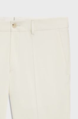 Slim-fit trousers in stretch double-faced fabric, Natural
