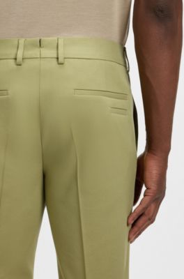 Slim-fit trousers in stretch double-faced fabric, Light Green
