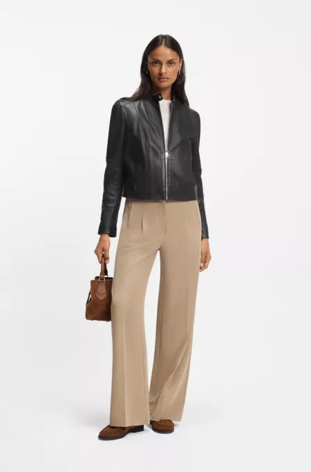 Regular-fit jacket in leather