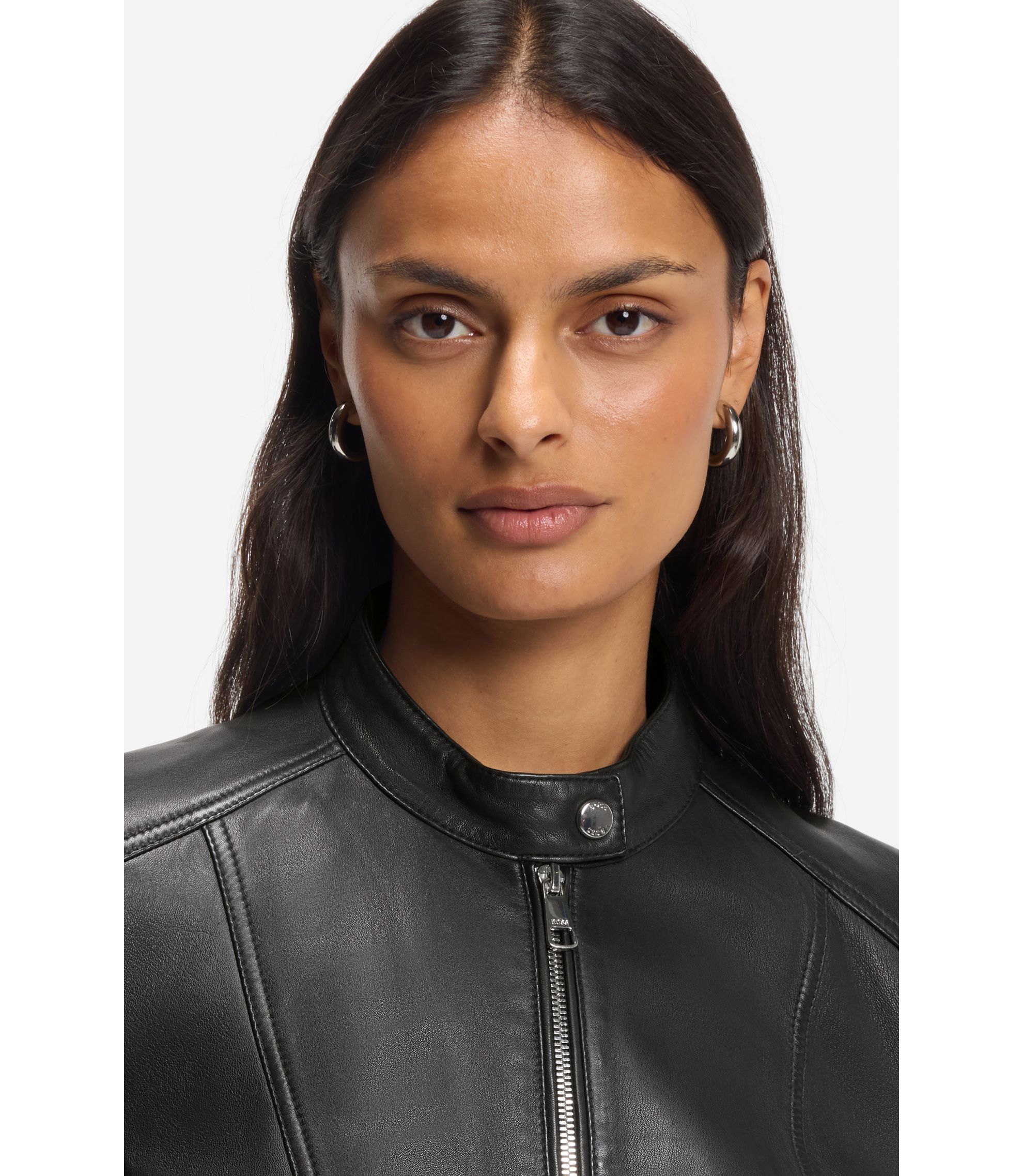 BOSS - レザージャケット スタンドカラー - ブラック