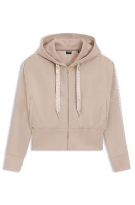 BOSS - Zip-up hoodie with monogram tape - Light Beige