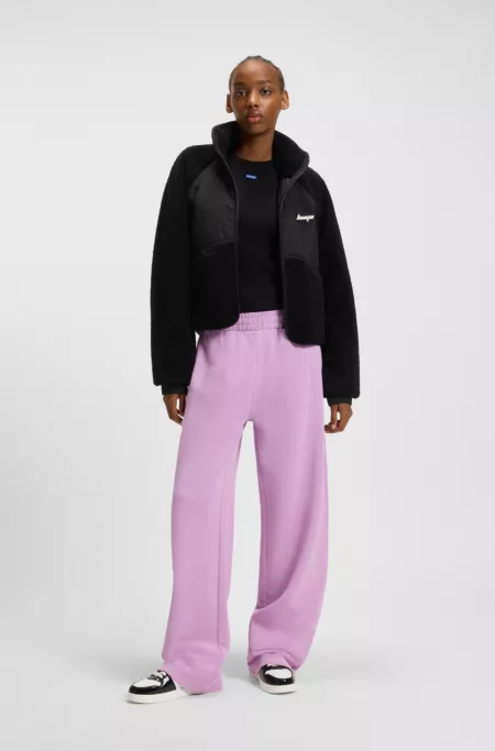 Teddy jacket with contrast-fabric front