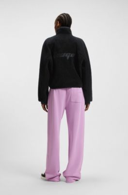 Teddy jacket with contrast-fabric front, Black