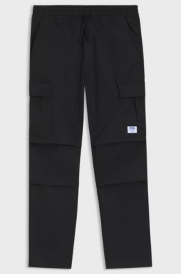 Pantalon coupe d&eacute;contract&eacute;e en tissu ripstop, Noir