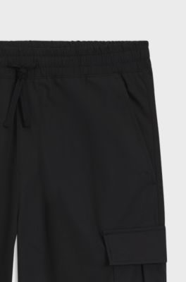 Pantalon coupe d&eacute;contract&eacute;e en tissu ripstop, Noir