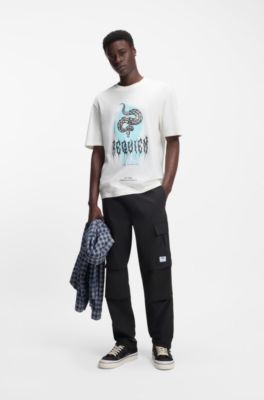 Relaxed-fit trousers in ripstop fabric, Black
