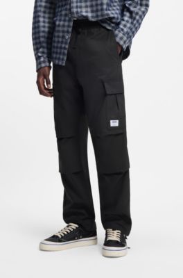 Relaxed-fit trousers in ripstop fabric, Black