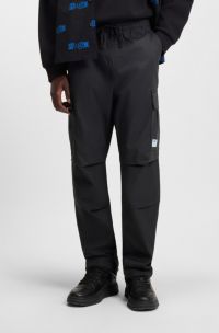Relaxed-fit cargo trousers in ripstop cotton, Black