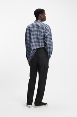 Relaxed-fit trousers in ripstop fabric, Black