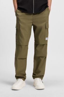 Relaxed-fit trousers in ripstop fabric, Olive