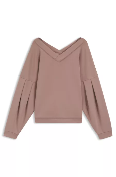 V-neck sweatshirt with balloon sleeves