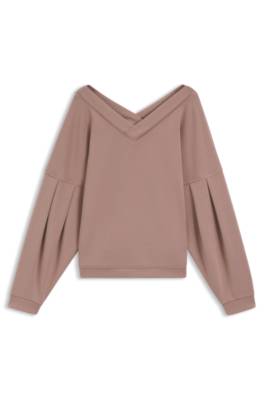 V-neck sweatshirt with balloon sleeves 1
