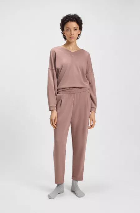 Tapered-fit tracksuit bottoms with gloss piping