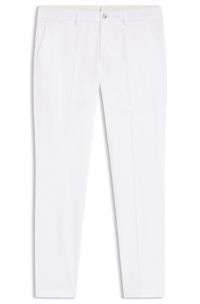 Slim-fit trousers in cotton, silk and stretch, White