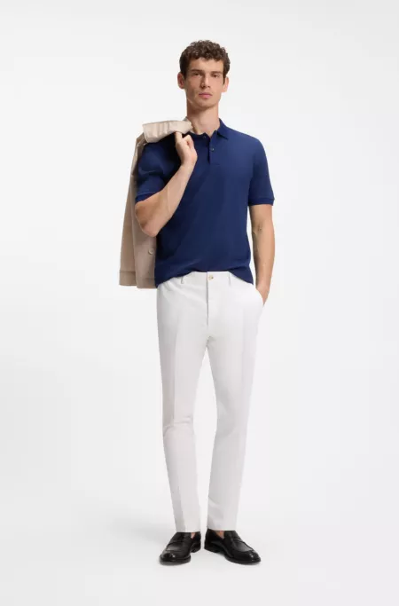 Slim-fit trousers in cotton, silk and stretch