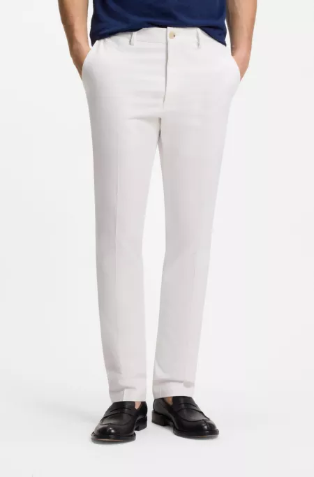 Slim-fit trousers in cotton, silk and stretch