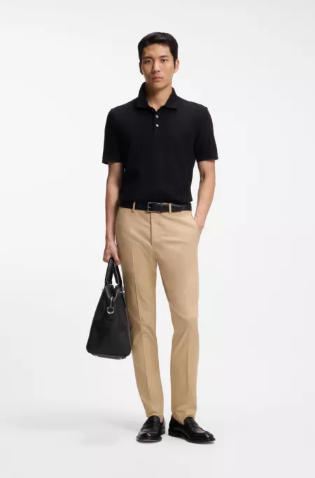 Slim-fit trousers in cotton, silk and stretch