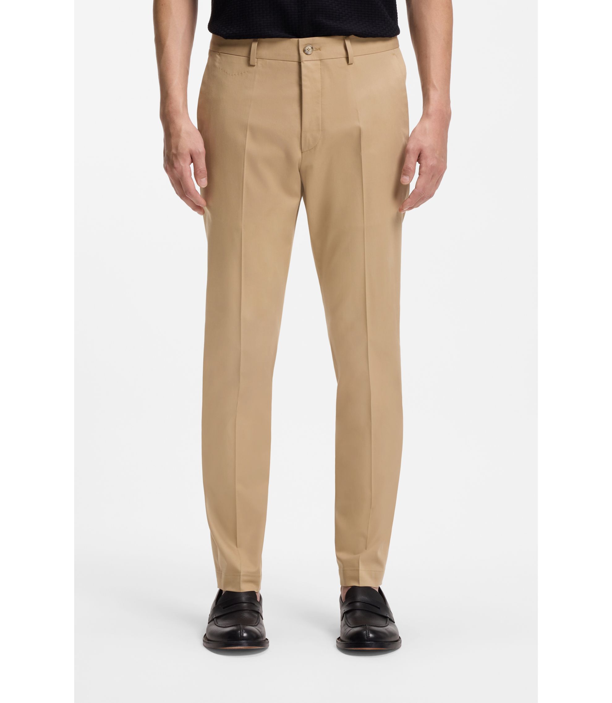 Slim-Fit Hose aus Baumwolle, Seide und Stretch