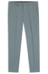 Slim-fit trousers in cotton, silk and stretch, Dark Green