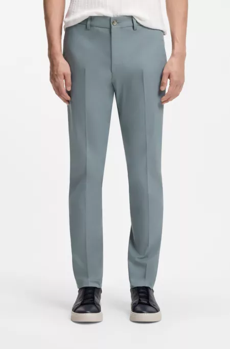 Slim-fit trousers in cotton, silk and stretch