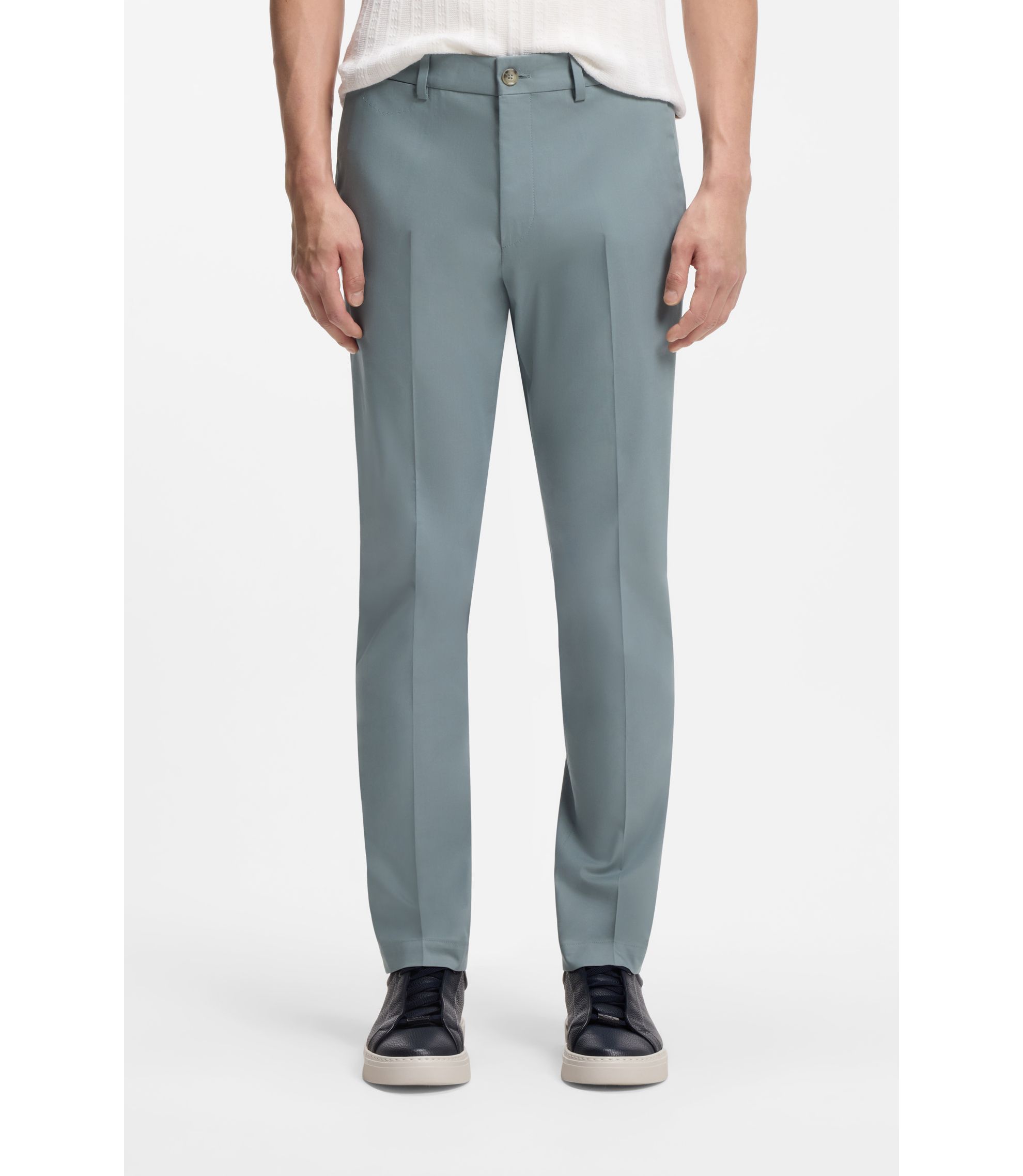 Slim-Fit Hose aus Baumwolle, Seide und Stretch