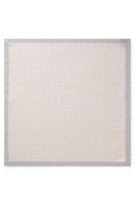 Bandana with border and dot print, White Patterned