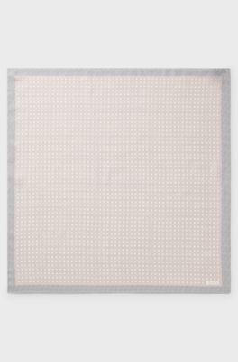 Bandana with border and dot print, White Patterned