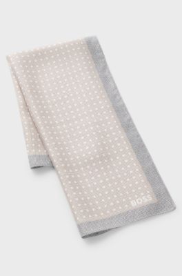 Bandana with border and dot print, White Patterned