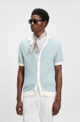 Bandana with border and dot print, White Patterned