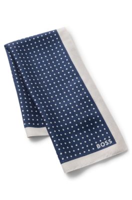 Bandana with border and dot print, Dark Blue