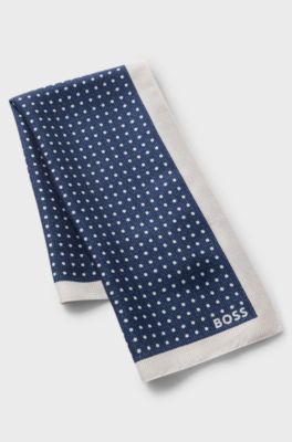 Bandana with border and dot print, Dark Blue