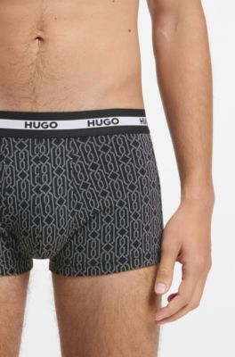 Three-pack of trunks in stretch cotton, Black / Grey