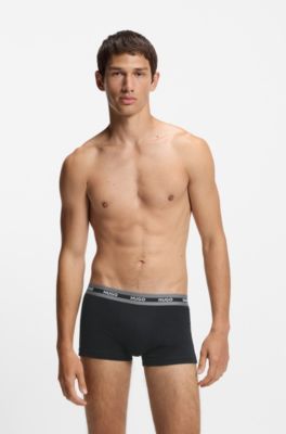 Lot de trois boxers courts en coton stretch, Noir / Gris