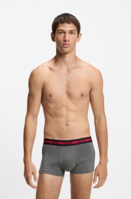 Three-pack of trunks in stretch cotton, Black / Grey