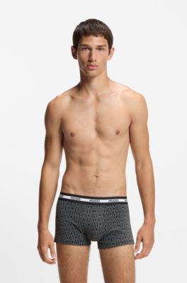 Three-pack of trunks in stretch cotton, Black / Grey