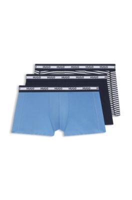 Three-pack of trunks in stretch cotton, Blue